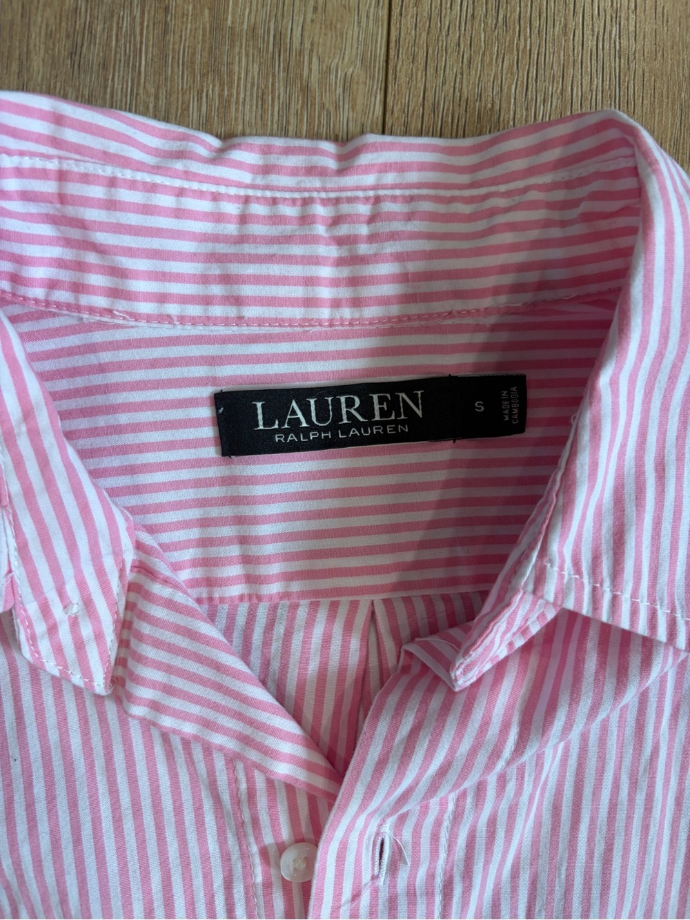 Lauren Ralph Lauren Pink White Stripe Cotton Shirt Dress Cover Up Sleep Shirt - Picture 4 of 10